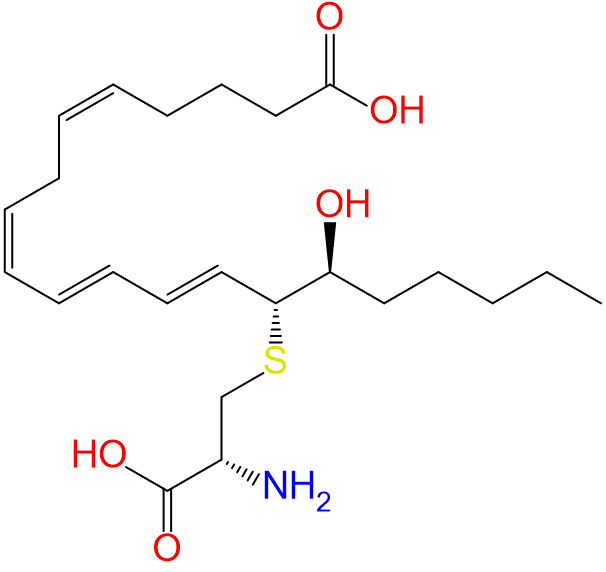 1843551560689897472-TheStructureof15S-hydroxy,14R-S-cysteinyl-5Z,8Z,10E,12E-eicosatetraenoicAcid.png