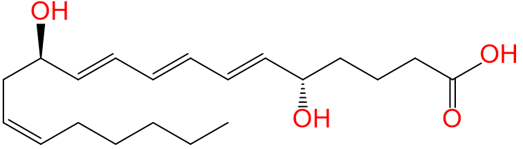 1843829270217609216-TheStructureof5S,12R-dihydroxy-6E,8E,10E,14Z-eicosatetraenoicAcid.png