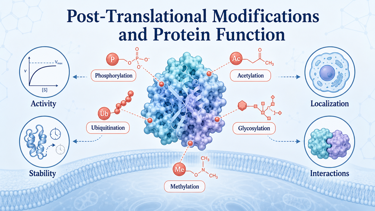 Cover image for post-translational modifications and protein function