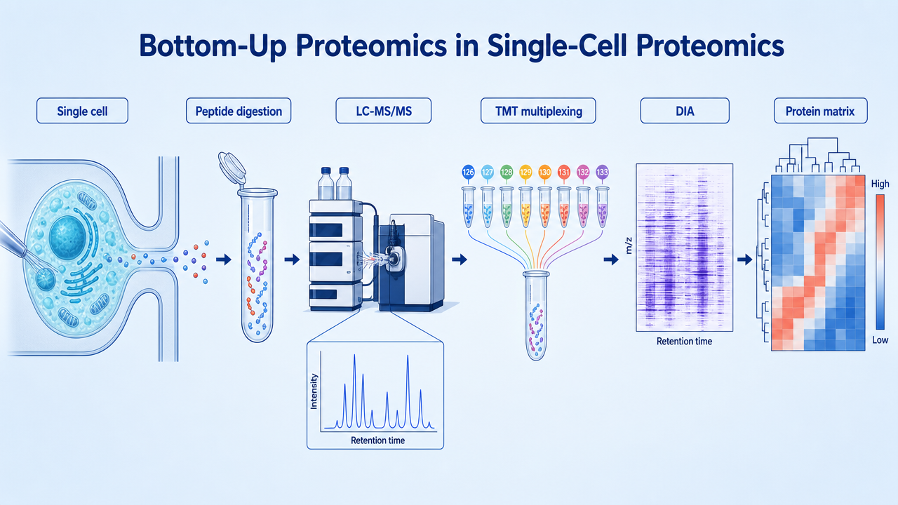 Cover image for bottom-up proteomics in single-cell proteomics