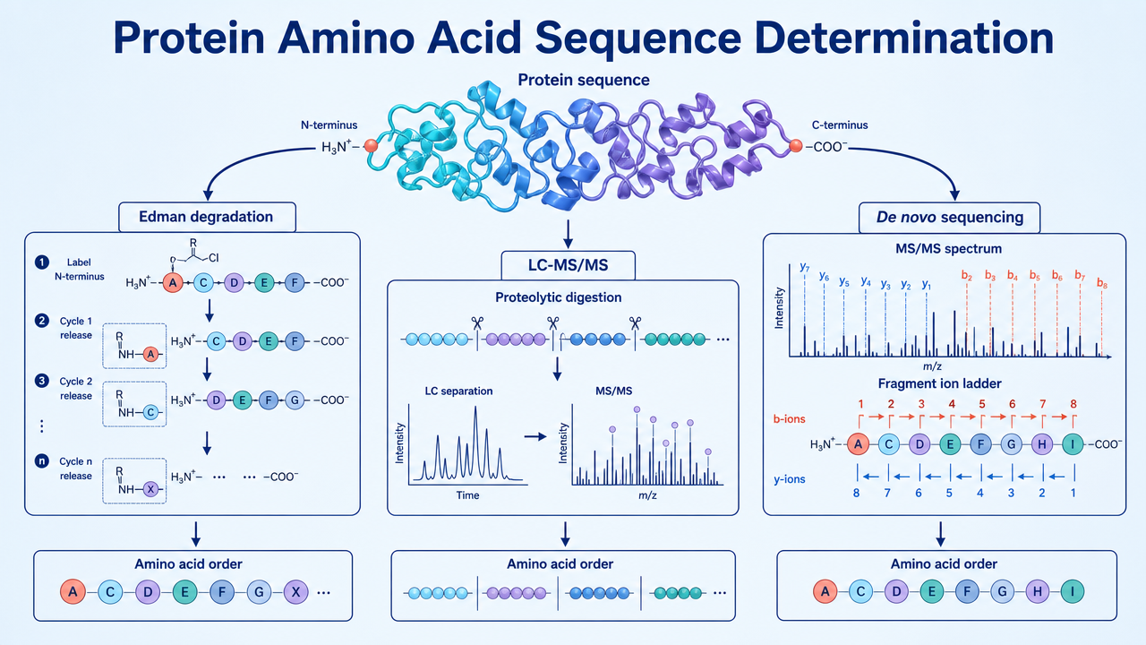 Cover image for protein amino acid sequence determination