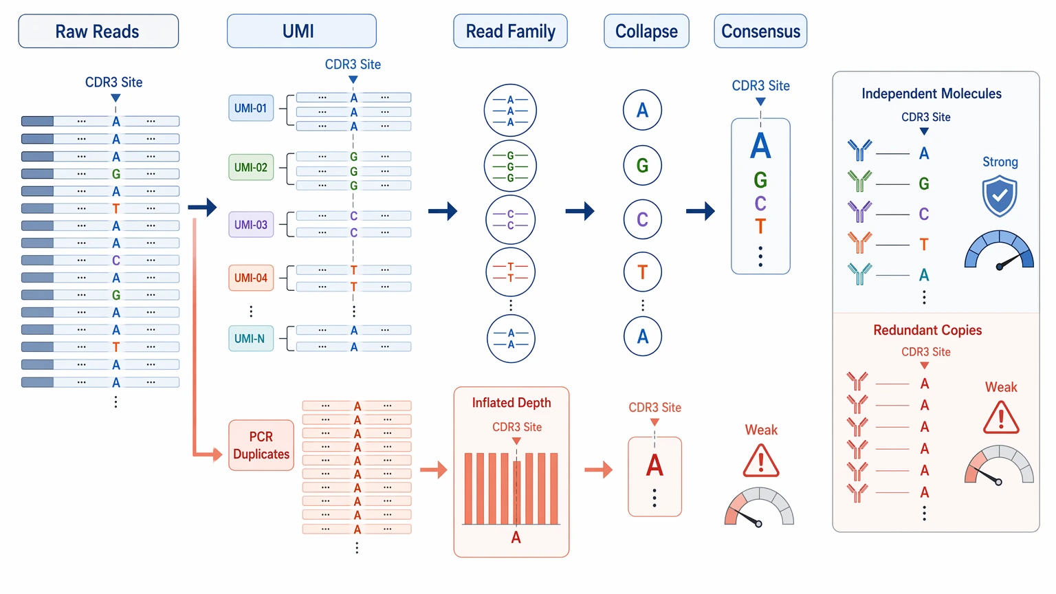 antibody sequencing ngs error-suppressed consensus workflow with UMI and read-family support