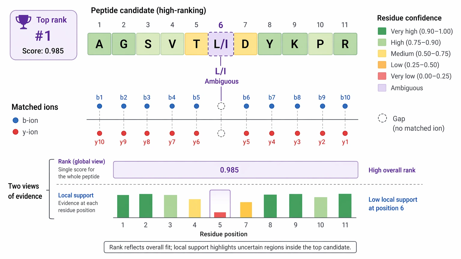 de novo peptide sequencing by deep learning residue-level confidence map with leucine isoleucine ambiguity