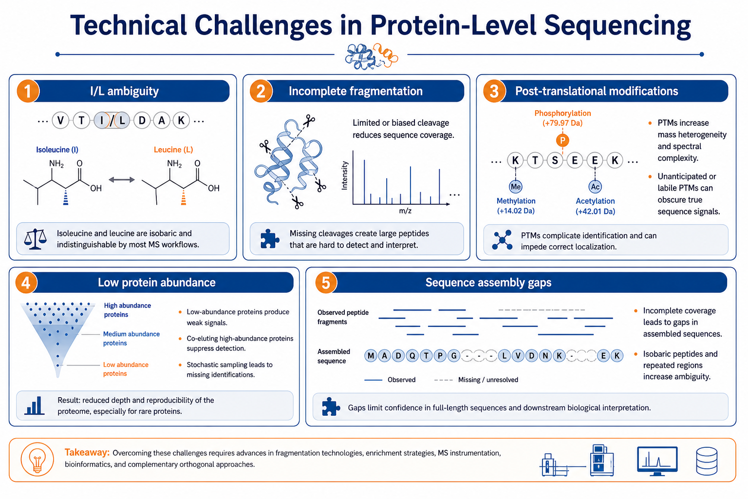 Common technical challenges in protein-level sequencing