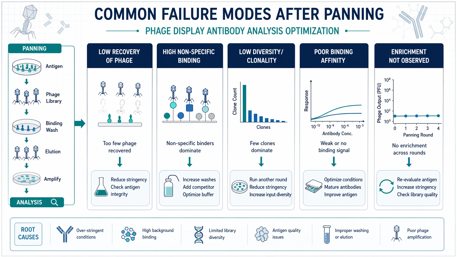 phage display antibody analysis optimization Common Failure Modes After Panning visual guide