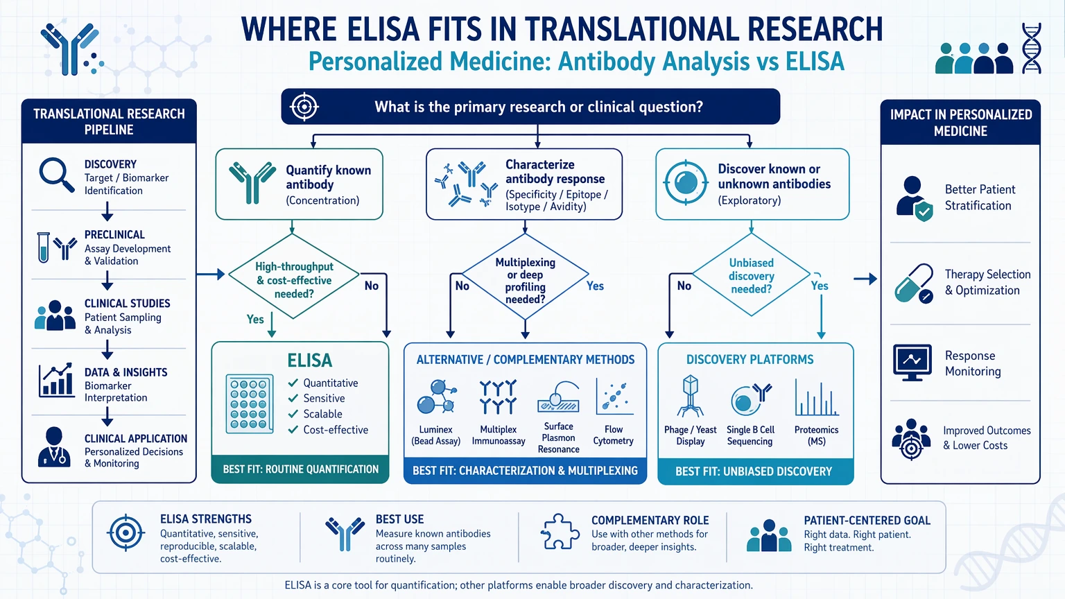 personalized medicine antibody analysis vs elisa Where ELISA Fits in Translational Research visual guide