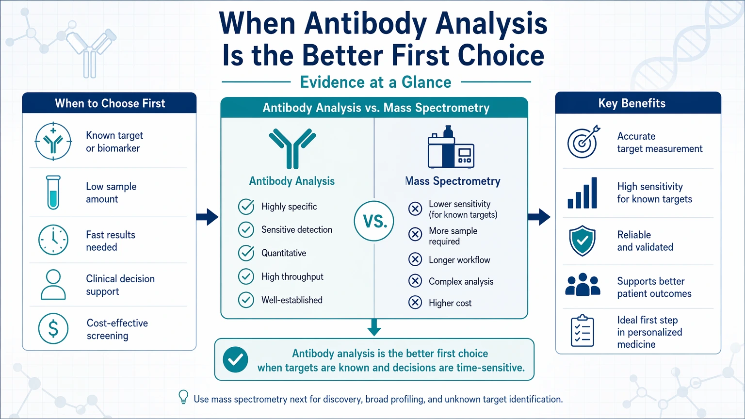 personalized medicine antibody analysis vs mass spectrometry When Antibody Analysis Is the Better First Choice visual guide