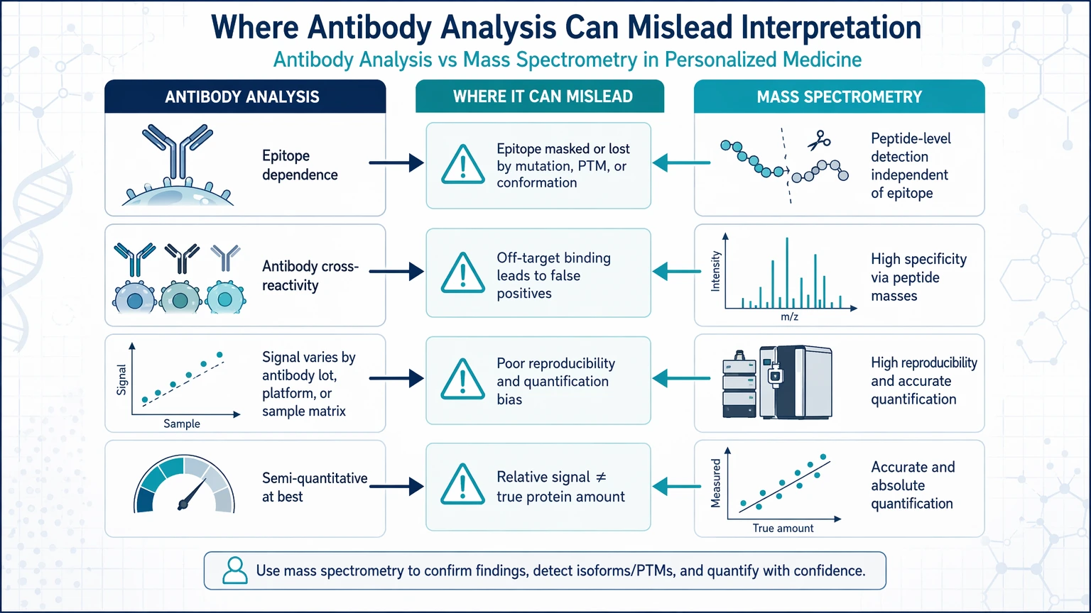 personalized medicine antibody analysis vs mass spectrometry Where antibody analysis can mislead interpretation visual guide