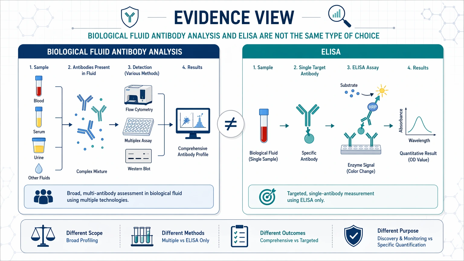 biological fluid antibody analysis vs elisa Biological Fluid Antibody Analysis and ELISA Are Not the Same Type of Choice visual guide
