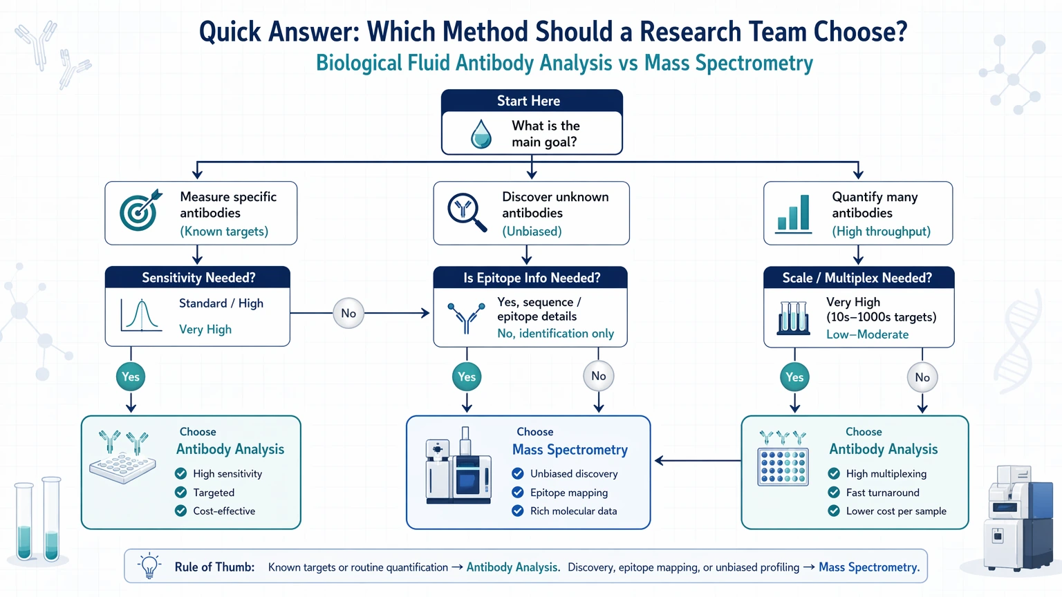 biological fluid antibody analysis vs mass spectrometry Quick Answer: Which Method Should a Research Team Choose? visual guide