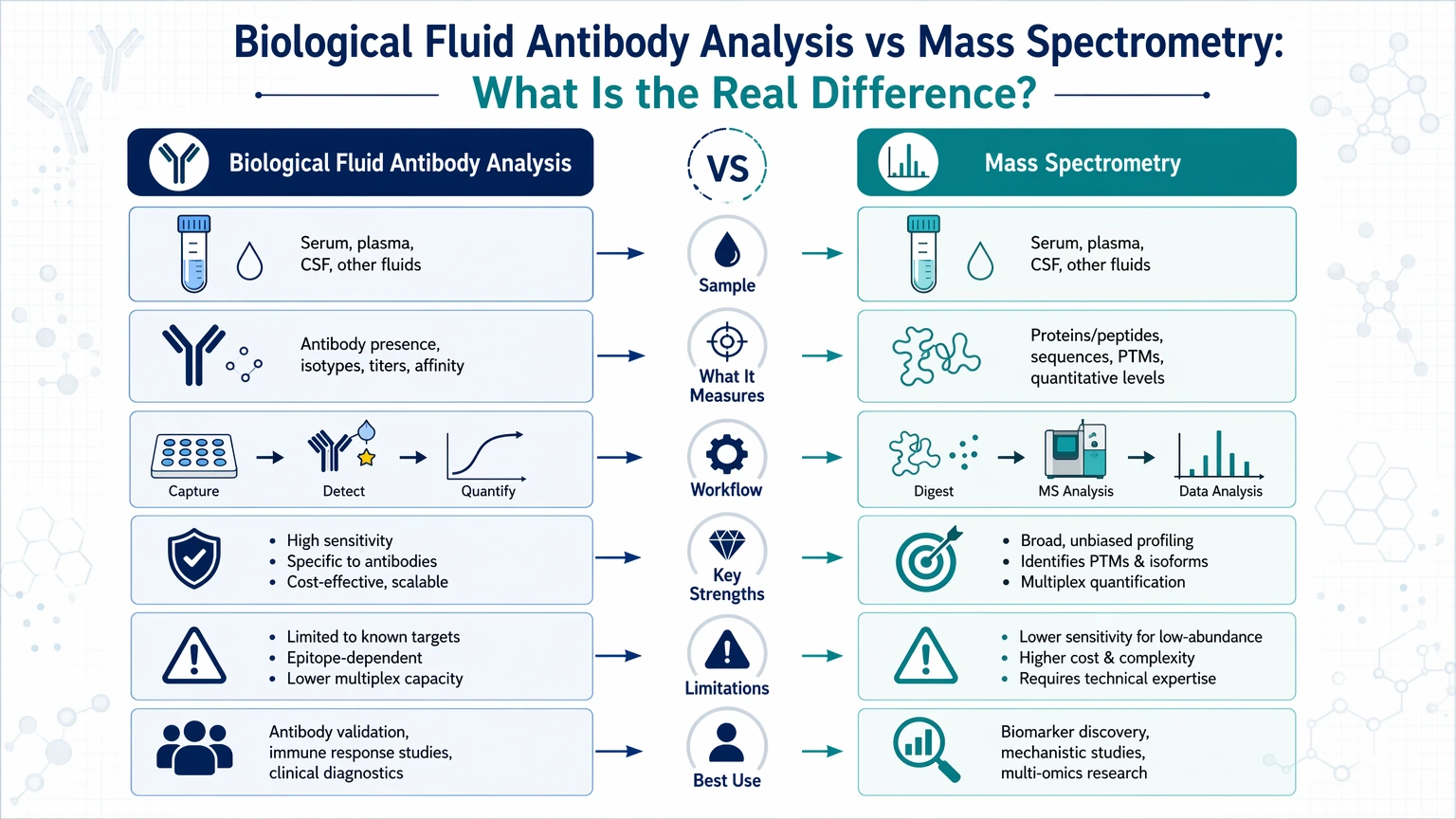 biological fluid antibody analysis vs mass spectrometry Biological Fluid Antibody Analysis vs Mass Spectrometry: What Is the Real Difference? visual guide