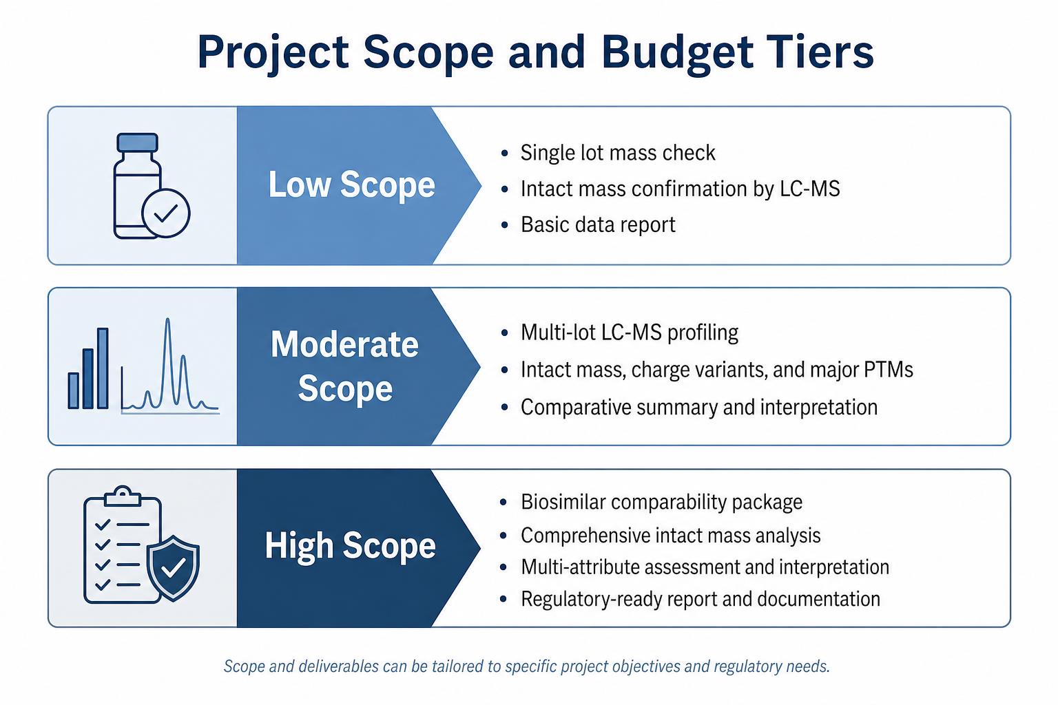 Project scope tiers for intact mass studies Project scope tiers for intact mass studies