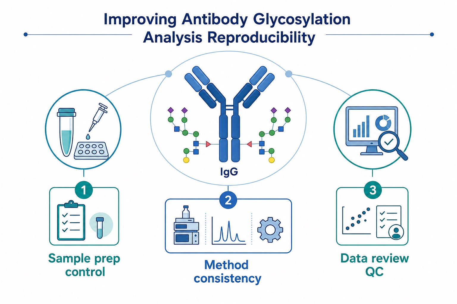 Common causes of poor reproducibility in antibody glycosylation analysis including sample prep variability enrichment drift and inconsistent LC-MS data review Common causes of poor reproducibility in antibody glycosylation analysis including sample prep variability enrichment drift and inconsistent LC-MS data review