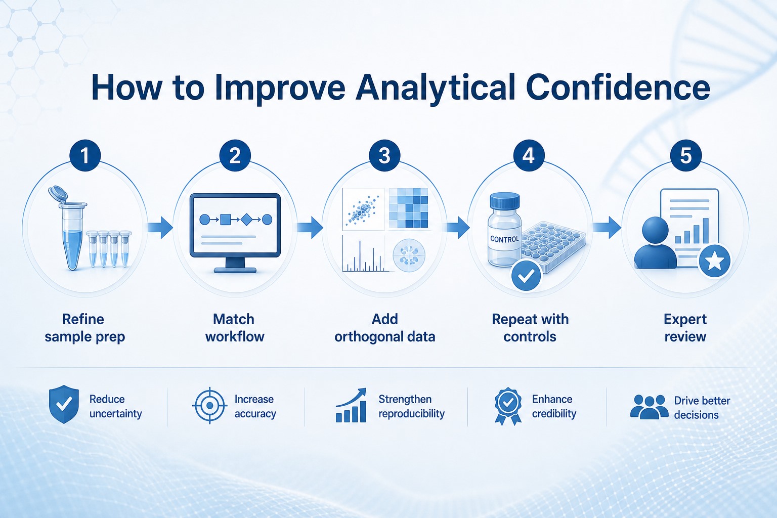 Five steps to improve protein mass spectrometry analytical confidence through sample prep workflow matching orthogonal data and expert review Five steps to improve protein mass spectrometry analytical confidence through sample prep workflow matching orthogonal data and expert review