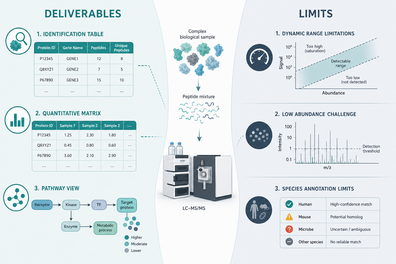 Deliverables and limits to confirm for serum plasma CSF proteomics results Deliverables and limits to confirm for serum plasma CSF proteomics results