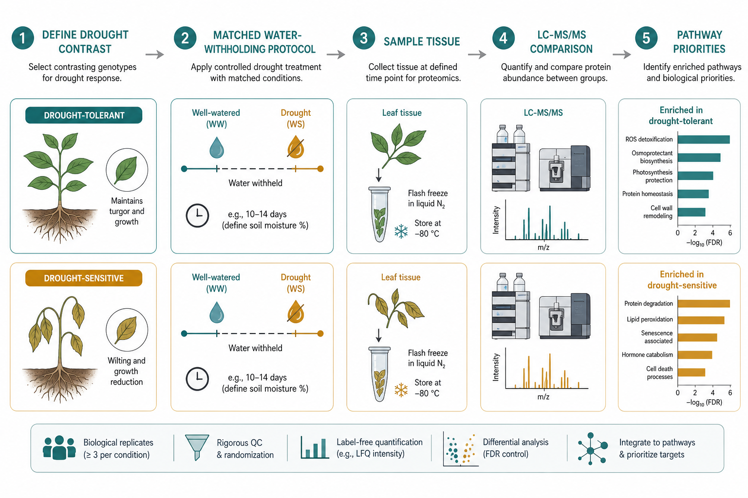 Workflow for drought-tolerant versus drought-sensitive comparative proteomics Workflow for drought-tolerant versus drought-sensitive comparative proteomics