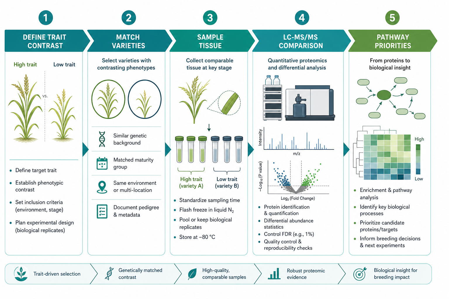 Workflow for comparing plant varieties with contrasting traits using proteomics Workflow for comparing plant varieties with contrasting traits using proteomics