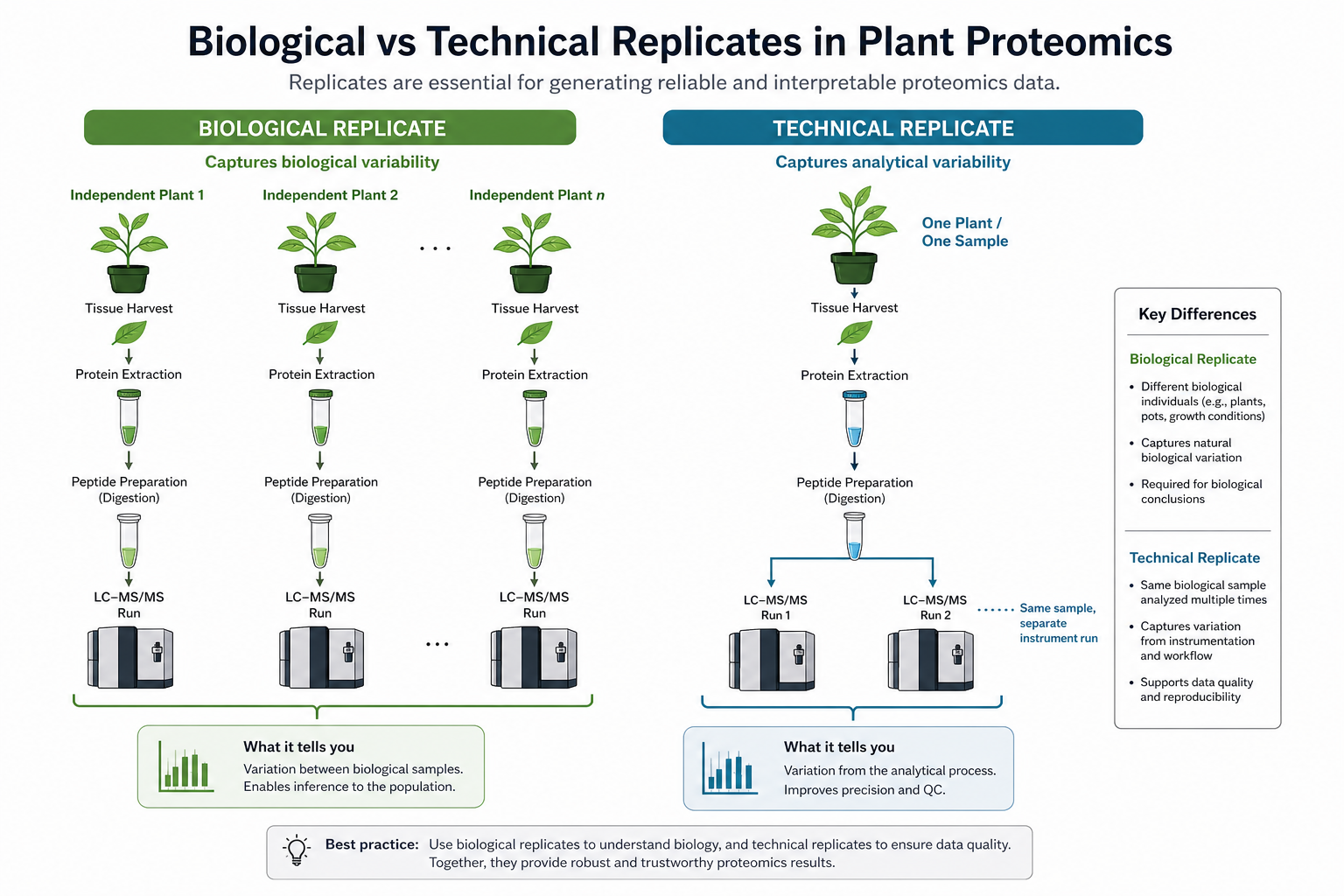 Biological versus technical replication in plant proteomics sample preparation Biological versus technical replication in plant proteomics sample preparation