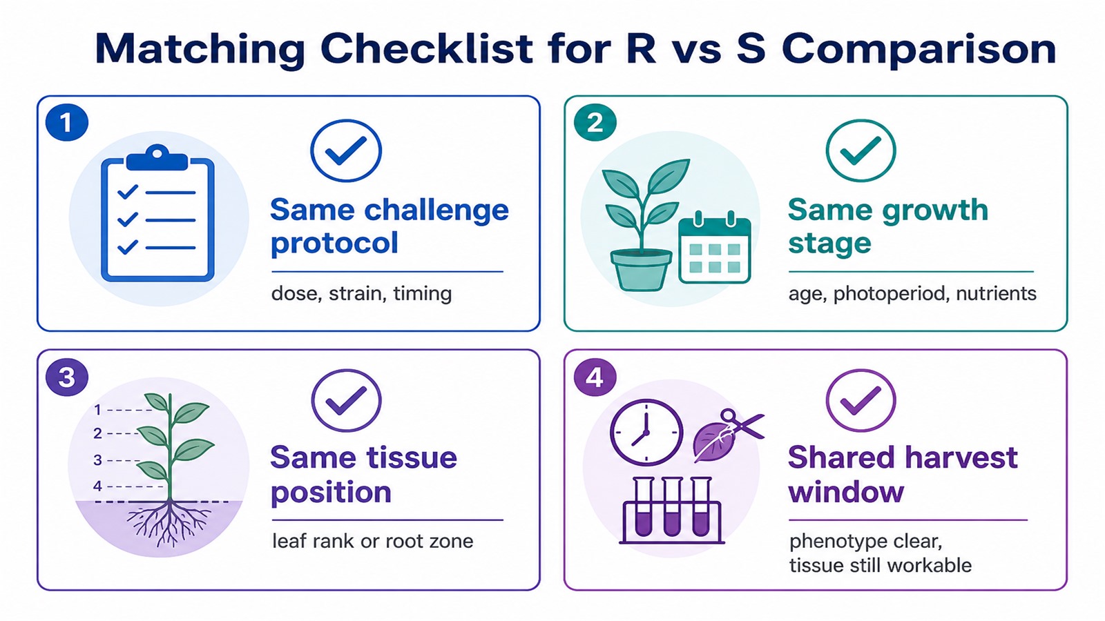 Checklist for matching resistant and susceptible plant materials in a proteomics study Checklist for matching resistant and susceptible plant materials in a proteomics study