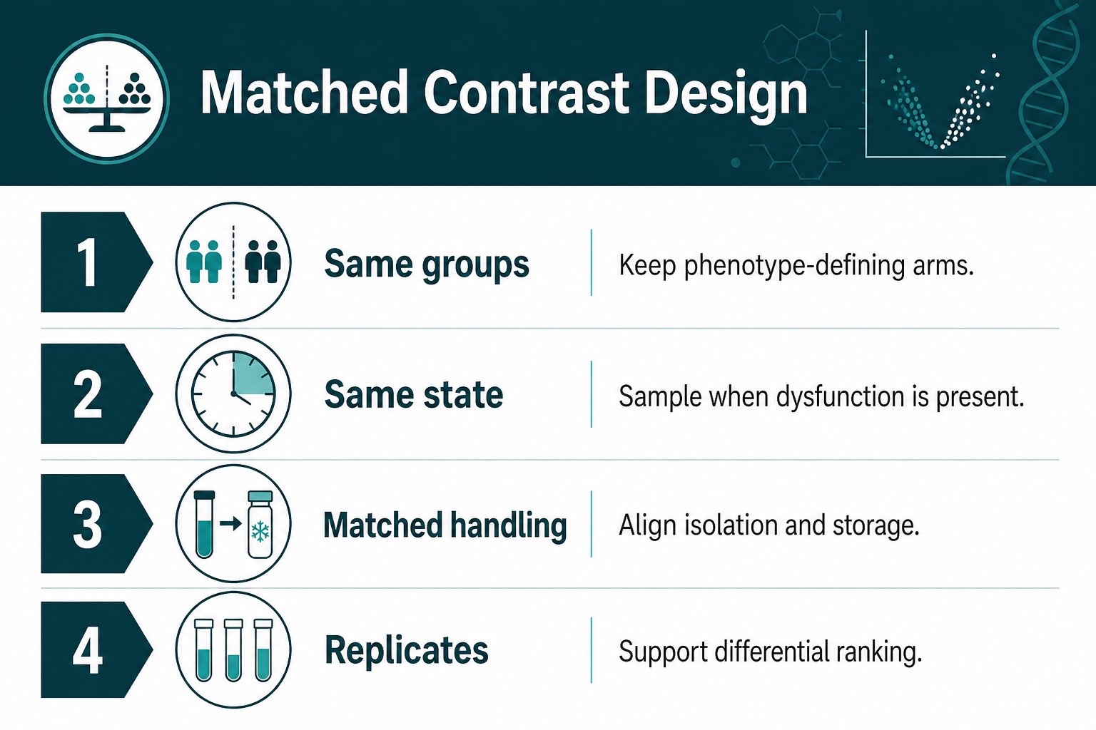 Matched contrast design for dysfunction-linked mitochondrial proteomics Matched contrast design for dysfunction-linked mitochondrial proteomics