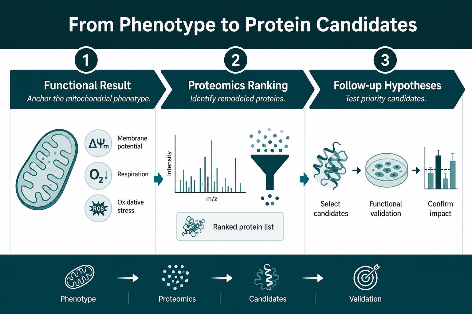 Evidence chain from functional phenotype to proteomics candidates Evidence chain from functional phenotype to proteomics candidates