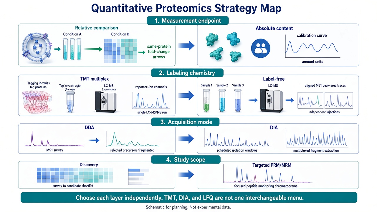 Strategy map from relative or absolute endpoint to labeling, acquisition, and measurement scope Strategy map from measurement scope, relative or absolute endpoint to labeling, and acquisition