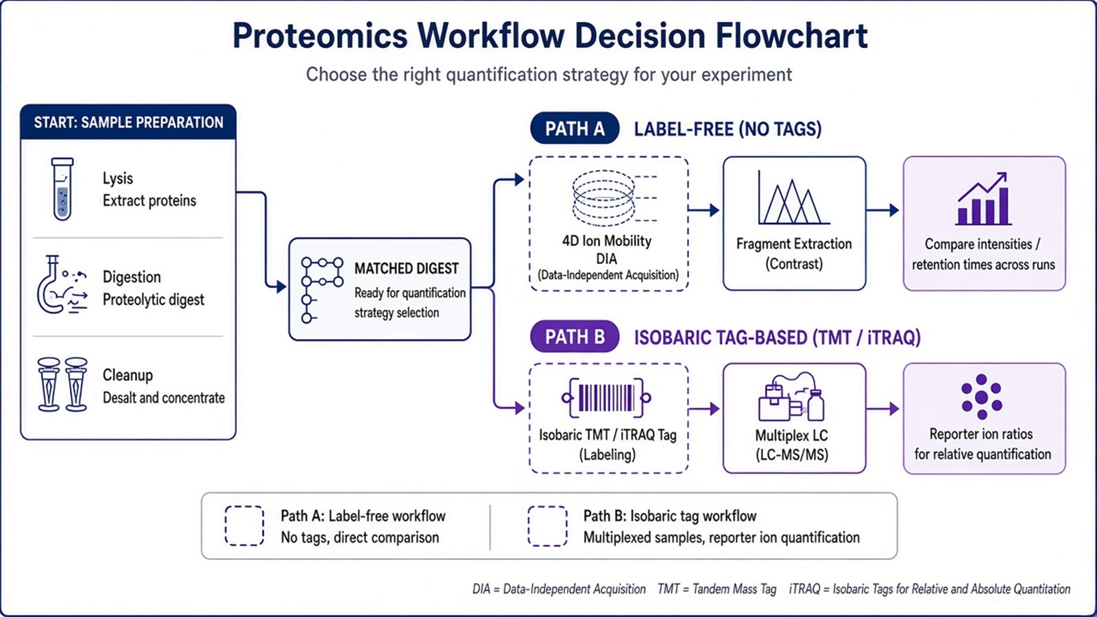Label-free versus isobaric decision paths into mobility-enhanced DIA acquisition, extraction, and contrast testing