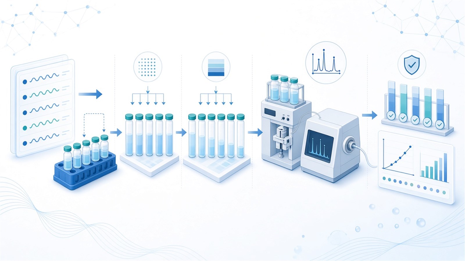 AQUA peptide assay development workflow from tiered SIS design and matrix pilots through calibration lock, MRM or PRM build, and QC-inclusive concentration reporting AQUA peptide assay development workflow from tiered SIS design and matrix pilots through calibration lock, MRM or PRM build, and QC-inclusive concentration reporting