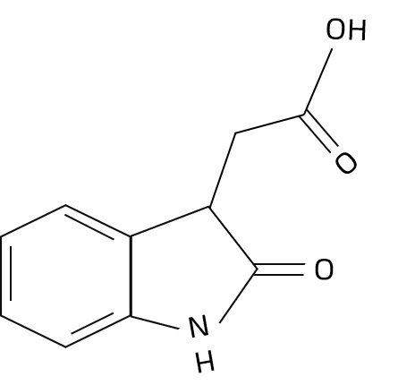 1825418470658527232-TheStructureof2-oxindole-3-aceticAcid.png